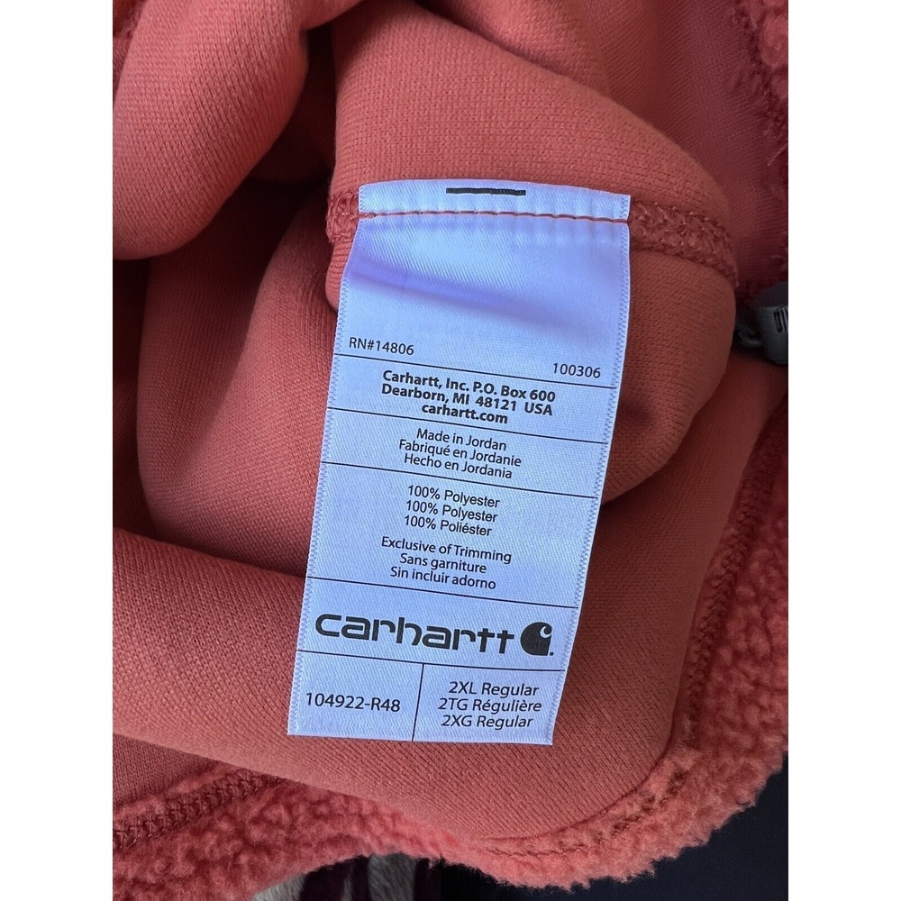 Carhartt Women's Relaxed Fit Sherpa Fleece Pullover Snap Jacket - 2XL Orange - Picture 10 of 10